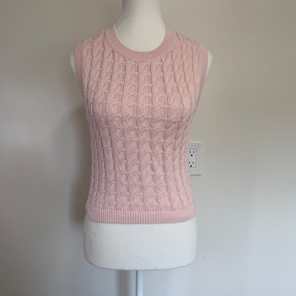 Abercrombie & Fitch Cable Knit Sweater Vest Womens S Pink Preppy